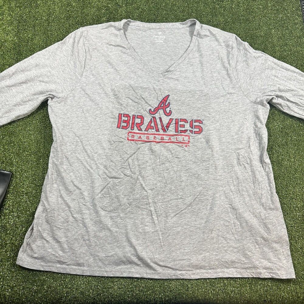 Atlanta Braves Shirt Women 3XL Fanatics Authentic MLB Long Sleeve Baseball NWOT